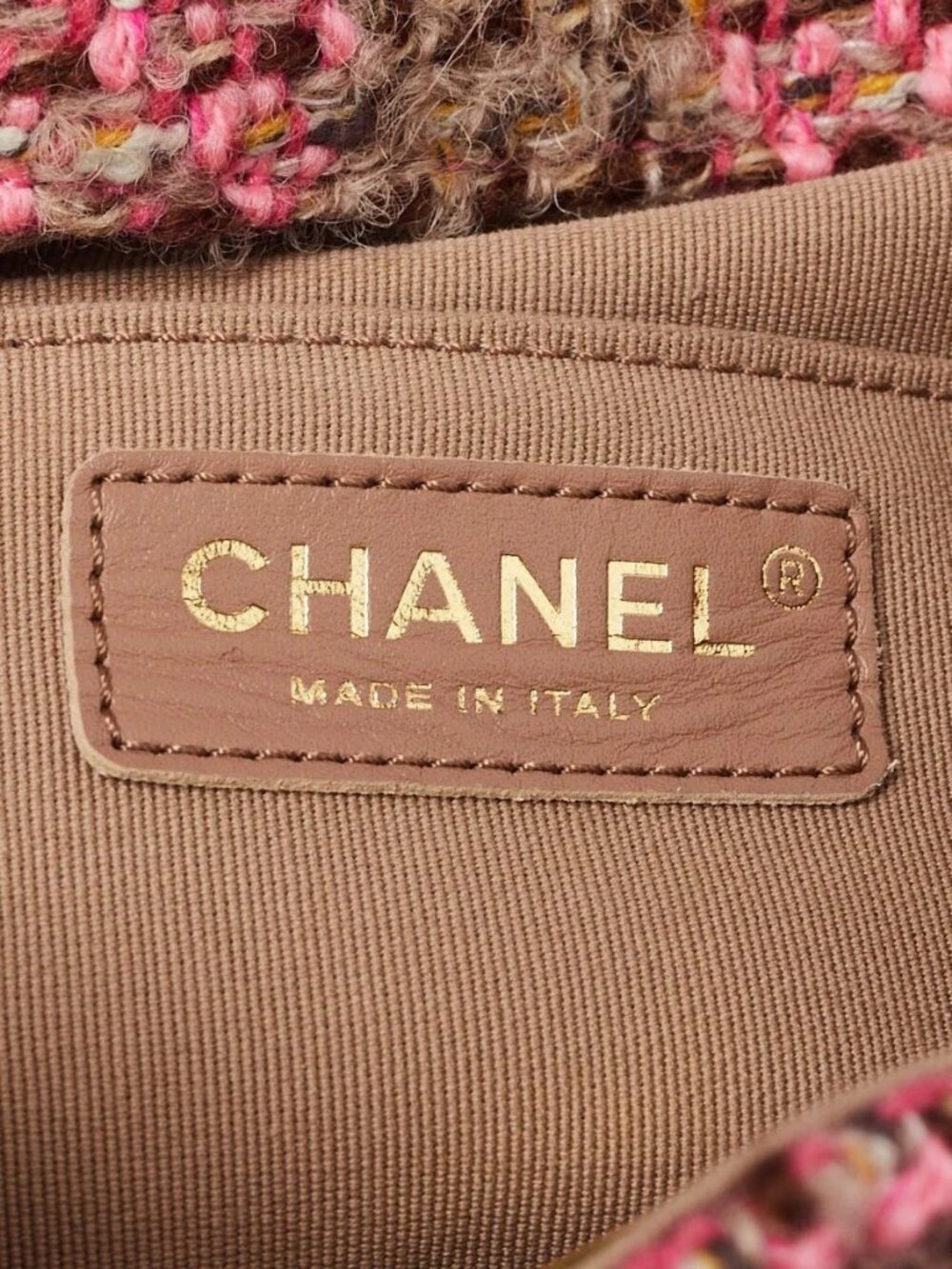 Chanel Pink/Brown Tweed Elegant Chain Backpack Bag - Picture 5 of 12